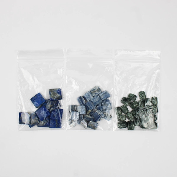 Lot of 58 Blue & Green Gemstone Cabochon Beads Lapis Lazuli Seraphinite Kyanite