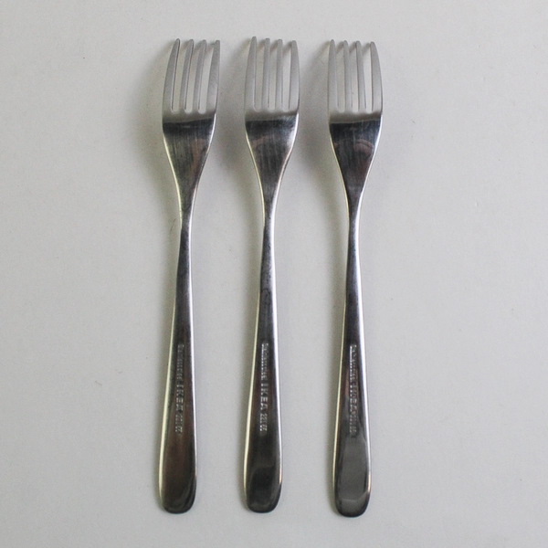 Lot of 3 IKEA Rare Unknown Pattern Stainless Steel Salad Forks 7" (221 85) Good