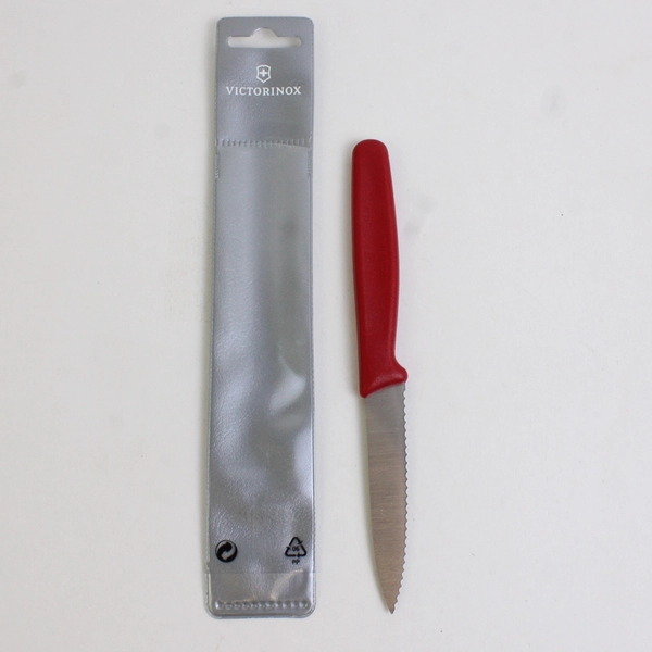 Victorinox 3.25" Serrated Paring Knife with Sleeve Red Handle
