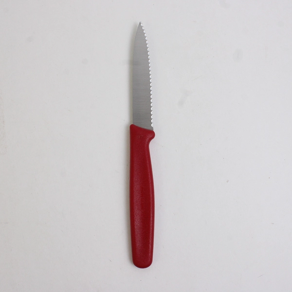 Victorinox 3.25" Serrated Paring Knife with Sleeve Red Handle