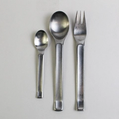 Lot of 3 IKEA Poem Pattern Stainless Steel Dinner Fork Oval Soup Spoon Teaspoon