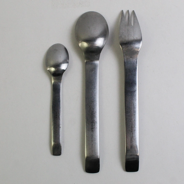 Lot of 3 IKEA Poem Pattern Stainless Steel Dinner Fork Oval Soup Spoon Teaspoon