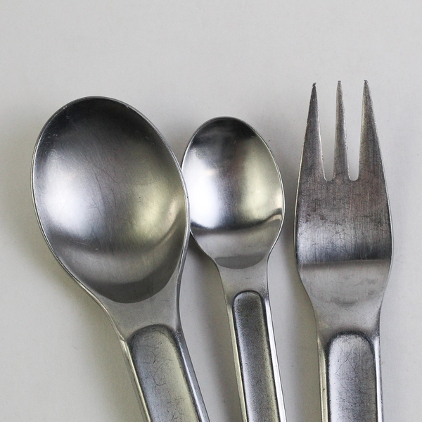 Lot of 3 IKEA Poem Pattern Stainless Steel Dinner Fork Oval Soup Spoon Teaspoon