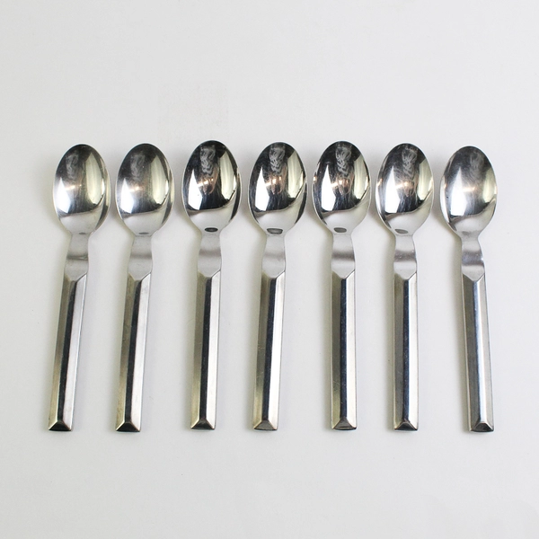 Lot of 7 IKEA Unknown Pattern 18/8 Stainless Oval Soup Spoons 7.5" Rare HTF