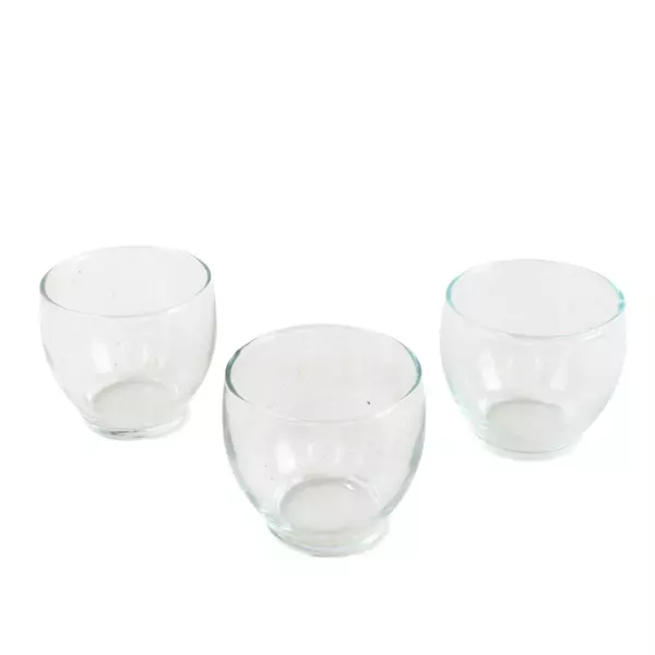 Set of 3 Clear Glass Drinking Glasses 2.5" Tall