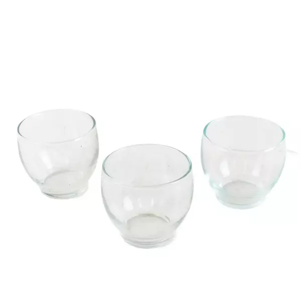Set of 3 Clear Glass Drinking Glasses 2.5" Tall