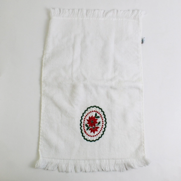 Lot Of 3 Fieldcrest Red/White Christmas Embroidered Hand Towels 11" x 16"