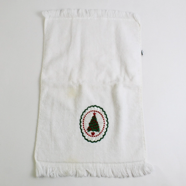 Lot Of 3 Fieldcrest Red/White Christmas Embroidered Hand Towels 11" x 16"