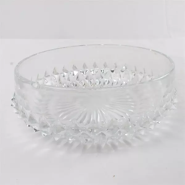 Vintage Indiana Glass Diamond Point Clear Glass Bowl 7.75in