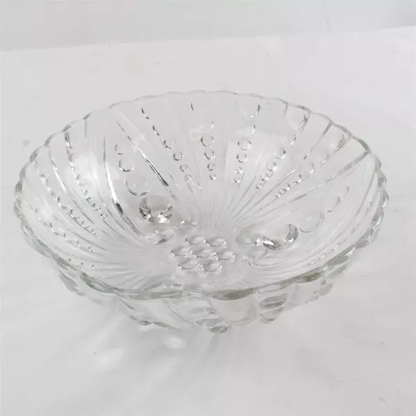 Vintage Anchor Hocking Burple Bubble 3-Toe Footed Clear Glass Serving Bowl