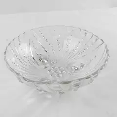 Vintage Anchor Hocking Burple Bubble 3-Toe Footed Clear Glass Serving Bowl