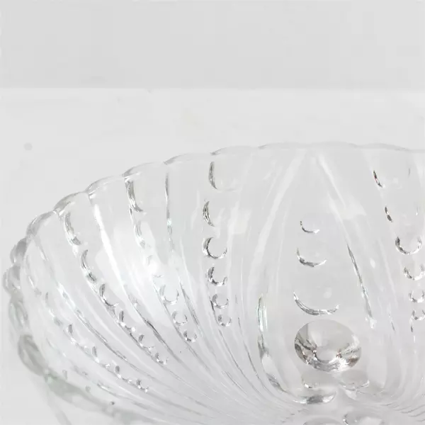 Vintage Anchor Hocking Burple Bubble 3-Toe Footed Clear Glass Serving Bowl