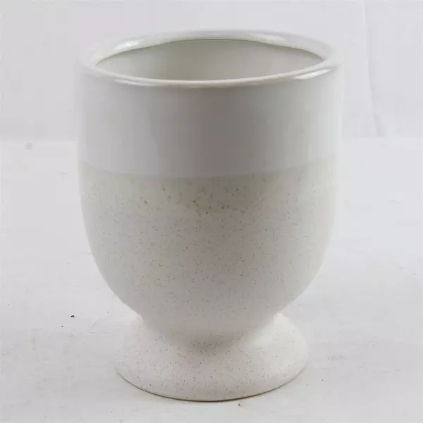 Laney White Ceramic Vase Speckled Bottom Modern 6.5in