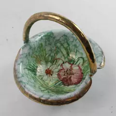 Vintage Hand-Painted Italian Ceramic Basket Marked Made in Italy