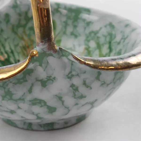 Vintage Hand-Painted Italian Ceramic Basket Marked Made in Italy