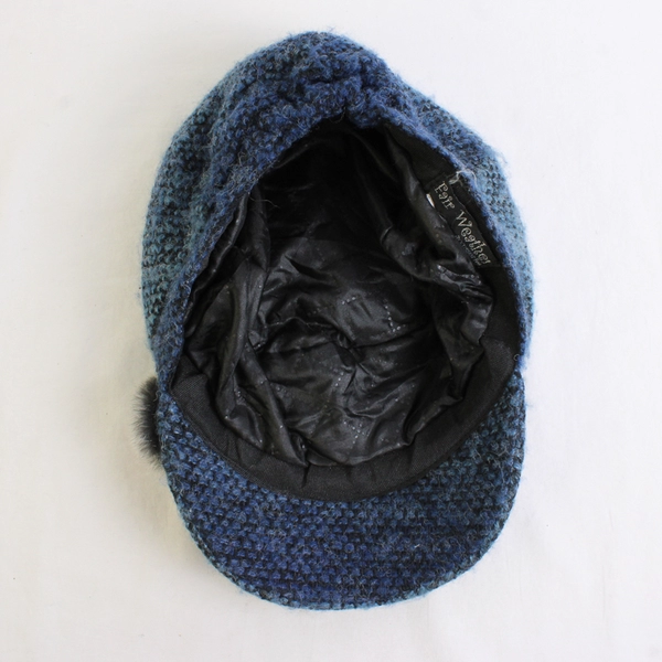 Fair Weather Women's Blue Tweed Small Brim Newsboy Cap Hat One Size