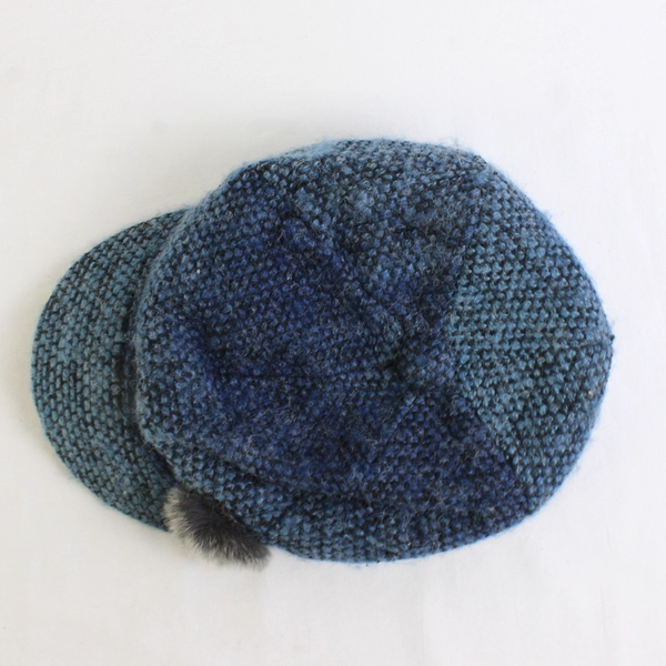 Fair Weather Women's Blue Tweed Small Brim Newsboy Cap Hat One Size