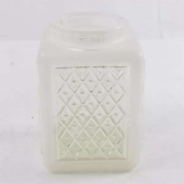 Vintage Frosted Clear Glass Square Porch Light Cover Diamond Quilt