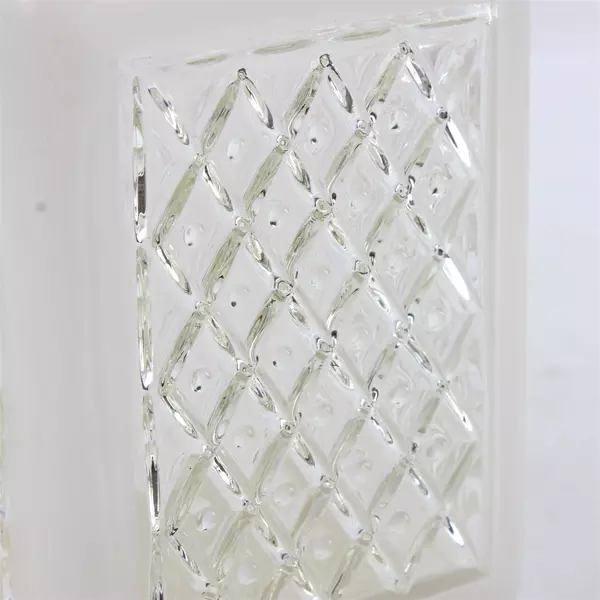 Vintage Frosted Clear Glass Square Porch Light Cover Diamond Quilt