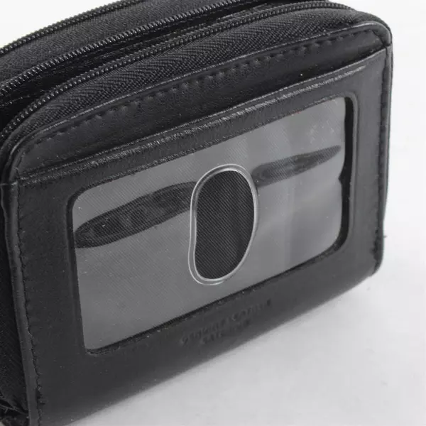 Buxton Black 2-Zip Accordion Card Wallet Pre-Owned Good