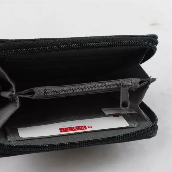 Rosetti Women's Black Zipper Wallet Compact Credit Card Coin Purse