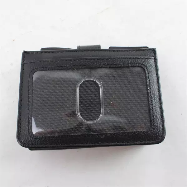 Top Wallet Black w/ Elastic Pull-Out Card Holder Slim Wallet