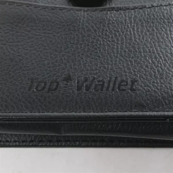 Top Wallet Black w/ Elastic Pull-Out Card Holder Slim Wallet
