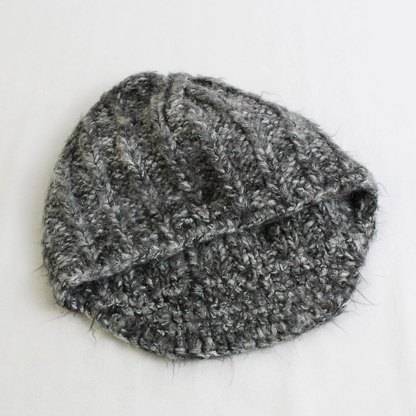 Desar Inc Gray Knitted Hat With Small Brim One Size Acrylic/Azlon/Wool
