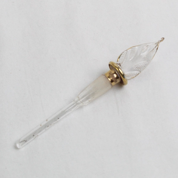 Unbranded Hand Blown Clear/Purple Glass Perfume Bottle Egypt 7.5" Tall  (Empty)