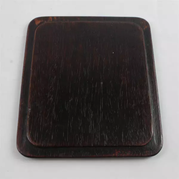 Carved Wooden Coaster Dark Brown Intricate Design 4.5x4in