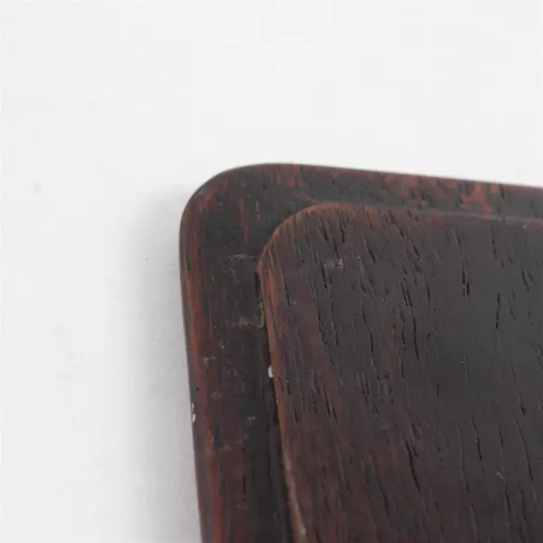 Carved Wooden Coaster Dark Brown Intricate Design 4.5x4in