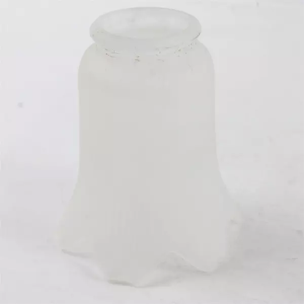 Set of 2 Frosted Glass Lamp Shades Fluted Design Scalloped Edges