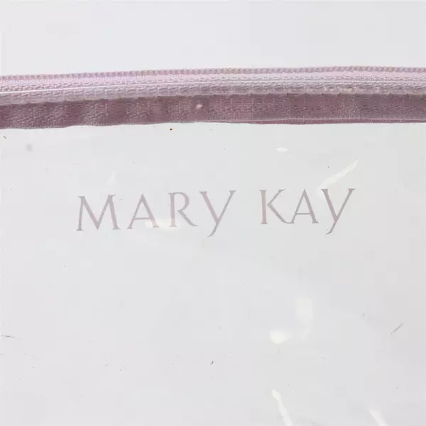 Mary Kay Clear Vinyl Makeup Bag Pink Zipper Trim Small Travel Cosmetic