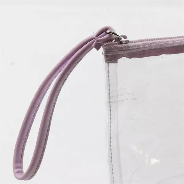 Mary Kay Clear Vinyl Makeup Bag Pink Zipper Trim Small Travel Cosmetic