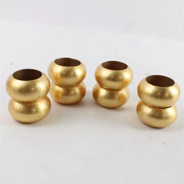 Set of 8 Gold Textured Napkin Rings Table Holiday Decor