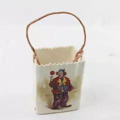 Vintage Ceramic Clown Bag w/ Handle & Red Ball Vase