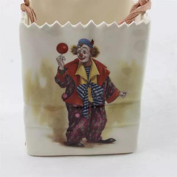 Vintage Ceramic Clown Bag w/ Handle & Red Ball Vase