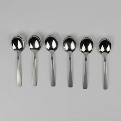 Lot of 6 Oneida Satin Accent Stainless Sugar Spoons (Teaspoons)