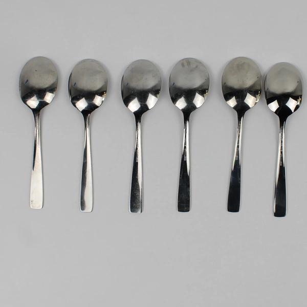 Lot of 6 Oneida Satin Accent Stainless Sugar Spoons (Teaspoons)
