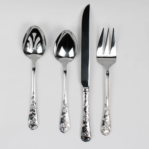 Lot of 4 Reed & Barton Queen's Garden Pattern Stainless Serving Utensils