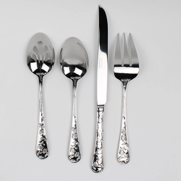 Lot of 4 Reed & Barton Queen's Garden Pattern Stainless Serving Utensils