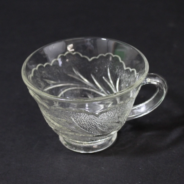 Set of 4 Indiana Glass Pebble Leaf Clear Snack Cup And Plate Sets 