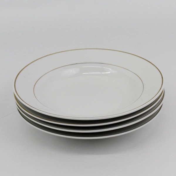 Set of 4 Gibson Anniversary Golden White Soup Bowls White Gold Trim