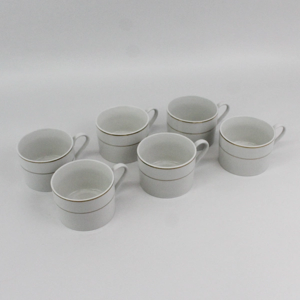 Set of 6 Gibson Anniversary Golden Collection Coffee Tea Cups White Gold Bands
