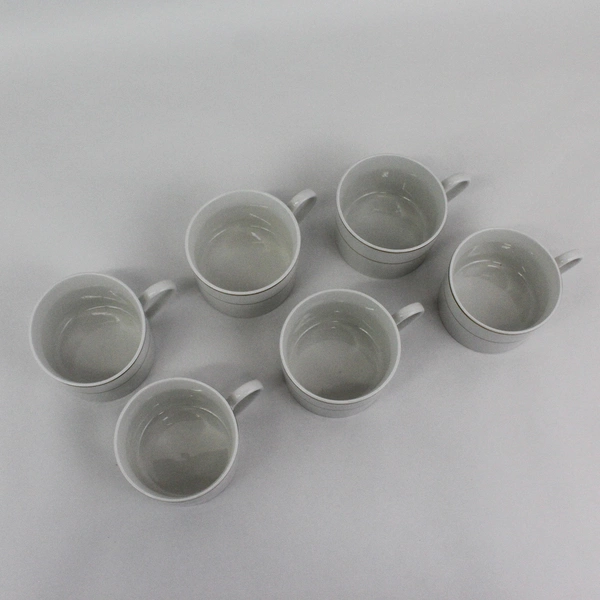 Set of 6 Gibson Anniversary Golden Collection Coffee Tea Cups White Gold Bands