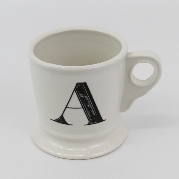 White Anthropologie Monogram Stoneware Coffee Mug Letter A