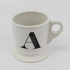 White Anthropologie Monogram Stoneware Coffee Mug Letter A