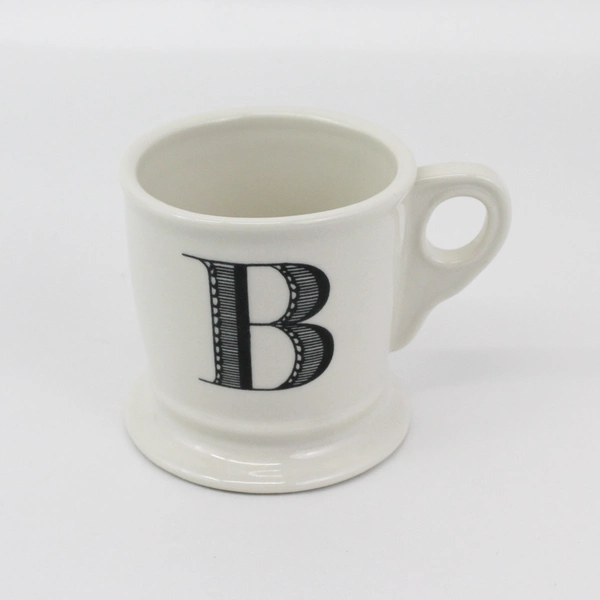 White Anthropologie Monogram Stoneware Coffee Mug Letter B