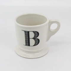 White Anthropologie Monogram Stoneware Coffee Mug Letter B