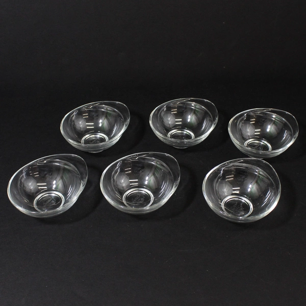 Set of 6 Bormioli Rocco Quattro Stagioni Clear Glass Condiment Dipping Bowls 